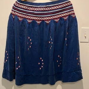 Context vintage Boho Bohemian navy blue skirt. Size 8 Preowned